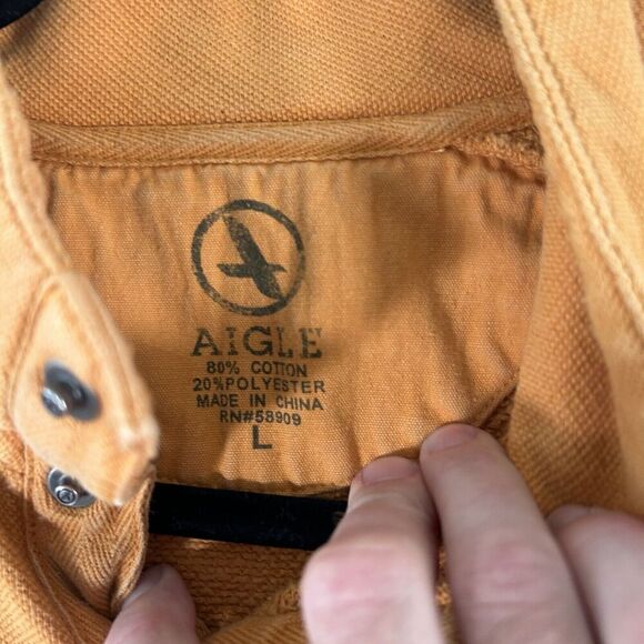 Aigle Sweater Women's Large Orange Mock Neck Long Sleeve Cotton Blend Pullover - Picture 7 of 10